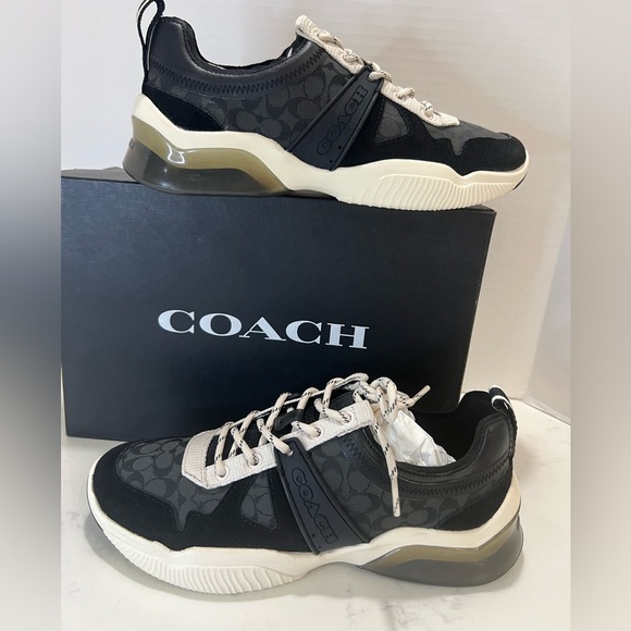 Coach Men's Black and White Sneakers - Picture 3 of 10